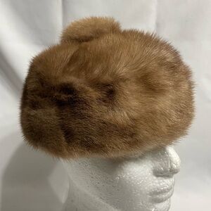 VINTAGE 50s 60s Neiman Marcus Winter Fur Hat Excellent Condition Tan/Brown